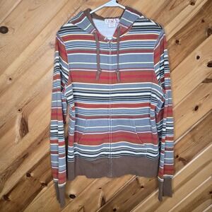 Y2K Ocean Pacofic Full Zip Hoodie‎ Multicolor Stripe XL